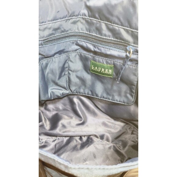 Lauren Ralph Lauren Navy Blue Nylon Tote Bag Red RLL Logo Embroidered Shopper - Picture 10 of 12